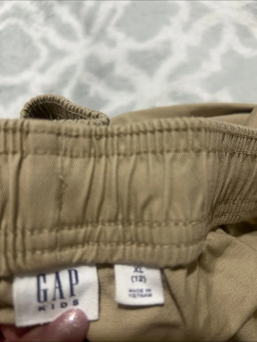 Kids Neutral Stretch Drawstring Pants - Khaki perfect for school uniforms